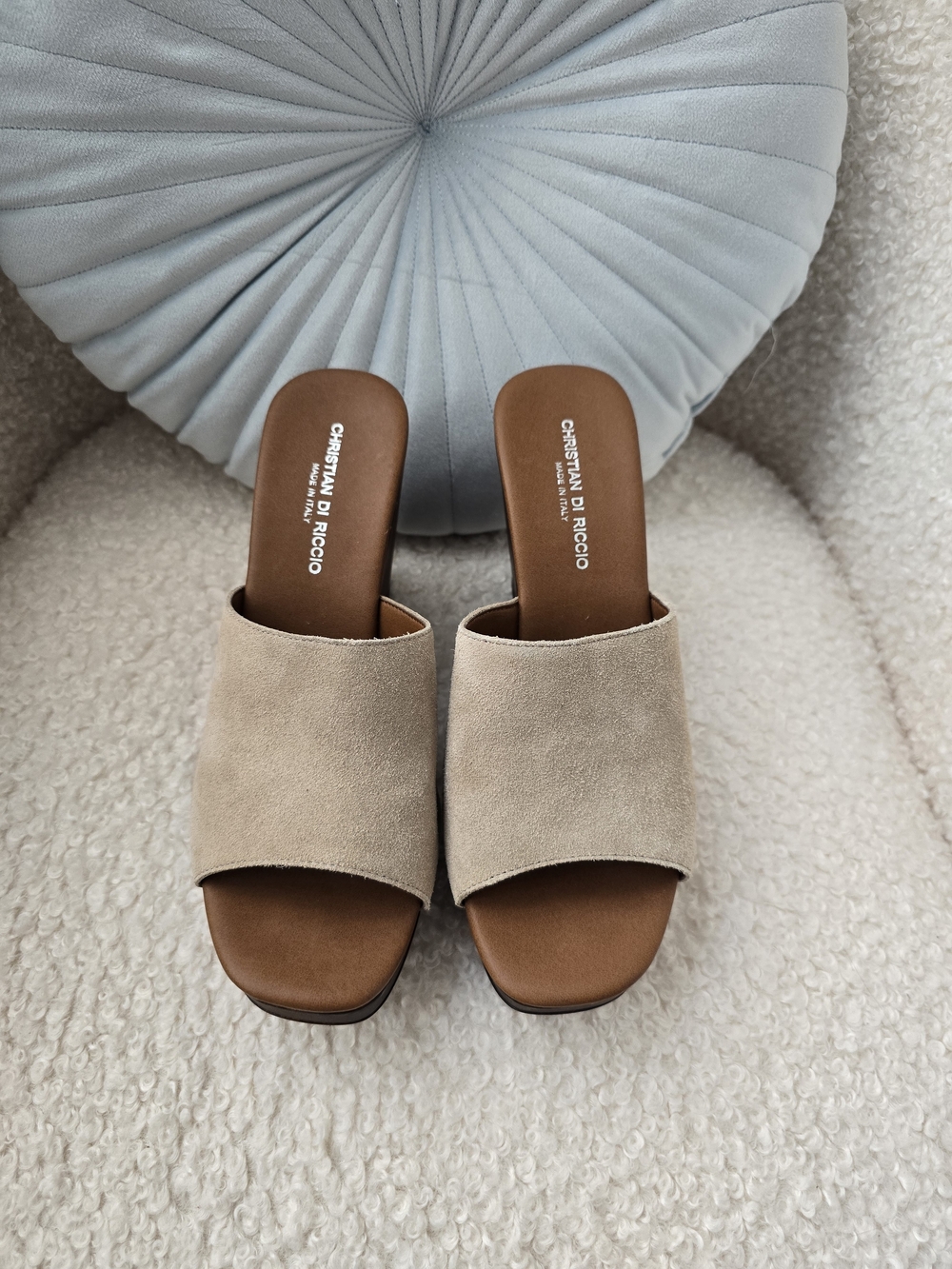 Women’s Beige Suede Slide Sandals